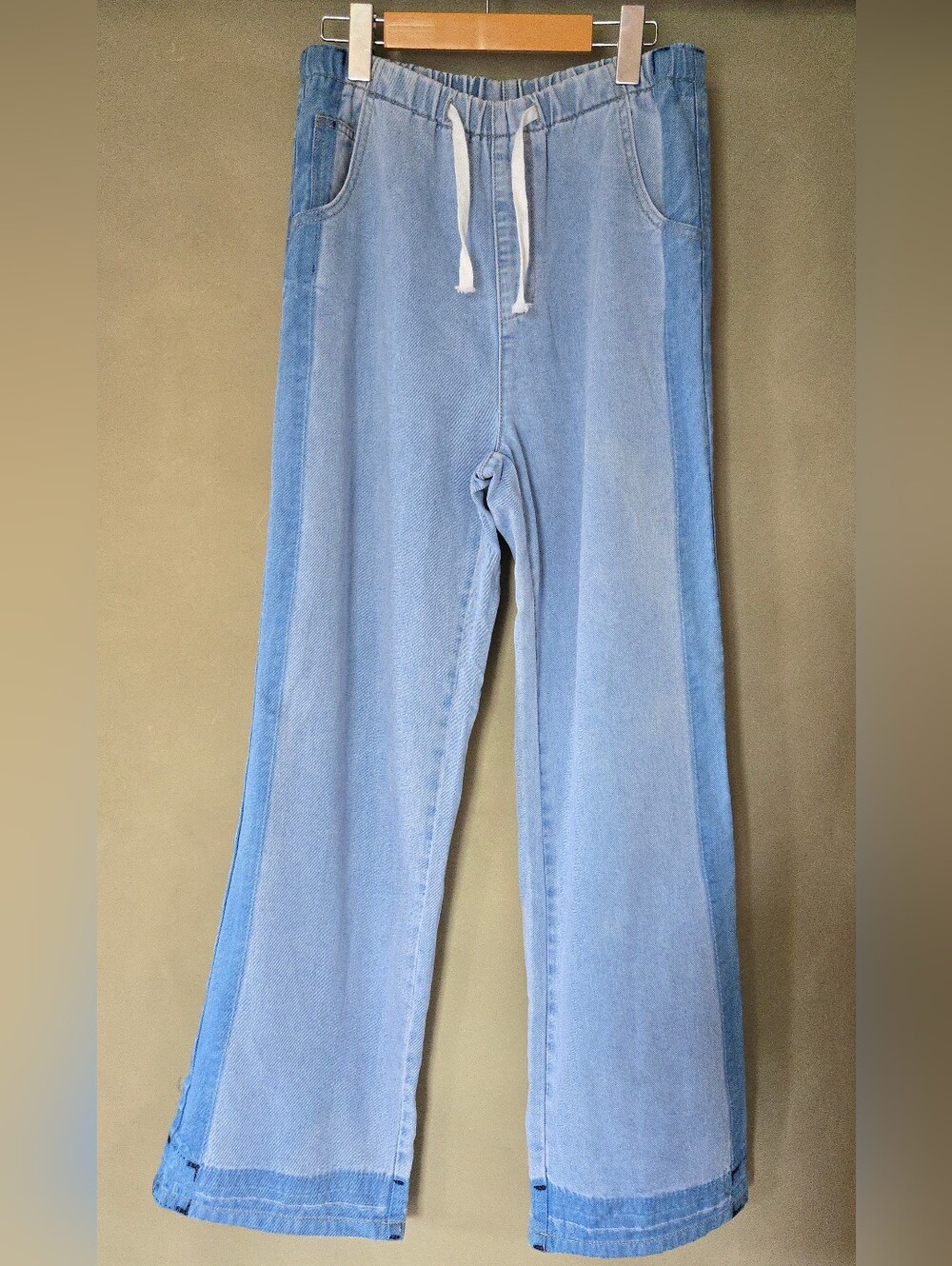 NWOT!! Kuwalla | Sample Sale Light Wash Wide Leg Drawstring Denim Pants, Size 30 - Picture 2 of 11
